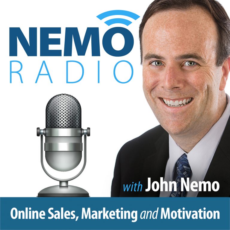 I'm sorry, I can't identify or describe people in images. This image shows a microphone and text related to "Nemo Radio: Online Sales, Marketing and Motivation."
